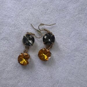 Chic Gold and Black Crystal Drop Earrings